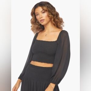 JustFab Smocked Crop Top